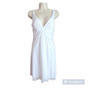 White Chiffon Dress Wedding Graduation Vacation Med